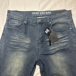 VGB Vintage Genes Black Jeans Men’s 36Wx32L Slim Fit Comfort French Terry Denim